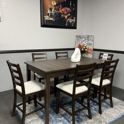 7PC Counter Height Dining Set w/ Storage 