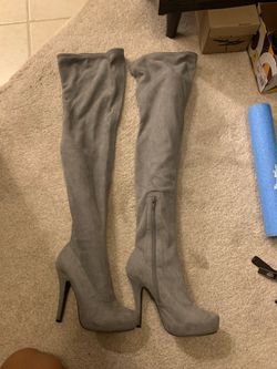 Shoedazzle thigh high boots -gray suede / botas gris ala rodilla