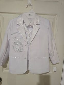 💥SALE New!Boy Christening Baptism Church White Tail Tux size 7 ( Reseda Ca91335)
