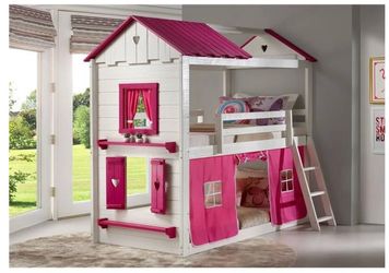 Donco  Kids Sweetheart Twin over twin House Bunkbed