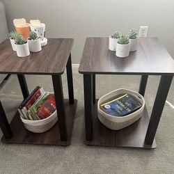 Set of 2 End Table, Walnut/Brown $20 for both OBO