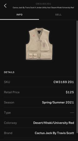 メンズウェア Air Jordan x Cactus Jack Utility Vest XL Buy Cactus Jack by Travis Scott x Jordan Utility Vest