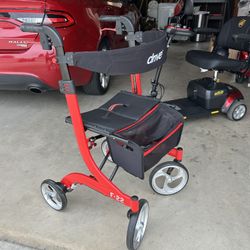 Drive Medical Nitro Euro Style Rollator Rolling Walker, Red