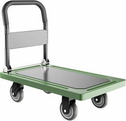 Upgraded Foldable Push Cart Dolly | 880 lbs. Capacity Moving Platform Hand Truck | Heavy Duty Space Saving Collapsible | Swivel Push Handle Flat Bed W