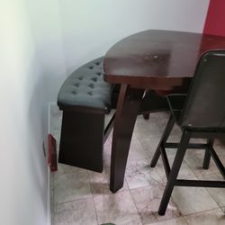 Counter High Table Swivel Chair And 2 Benches