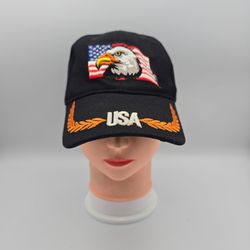 Unbranded USA Eagle American Flag Black AdjustableHat