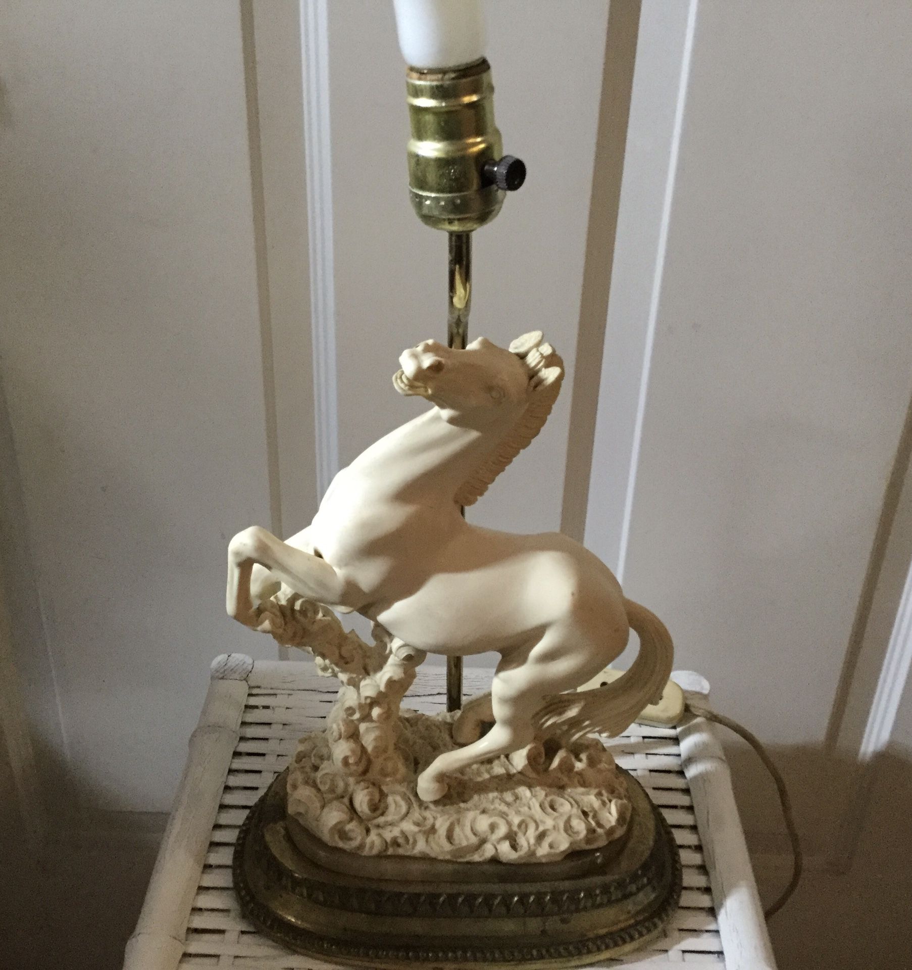 White Horse Brass Table Lamp