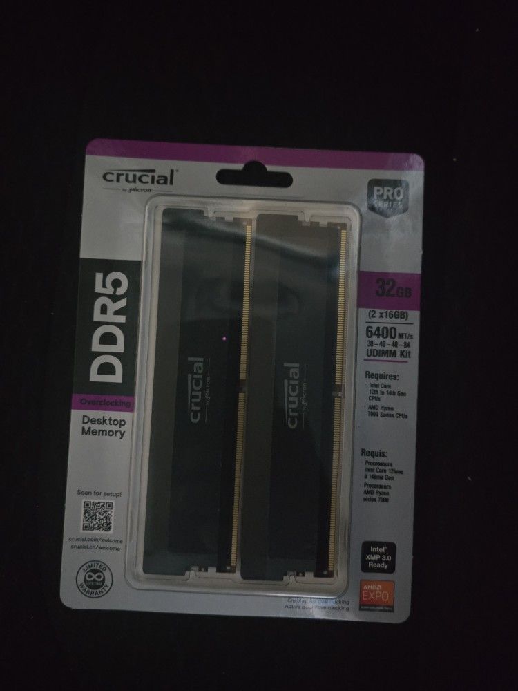 Crucial Pro Overclocking 32GB (2 x 16GB) DDR5 6400 Desktop Memory