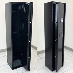 (New) $199 Large 5-Rifle Gun Safe Box Biometric Fingerprint 14x12x57”