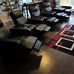 5 black movie chair recliner chairs with cup holders 