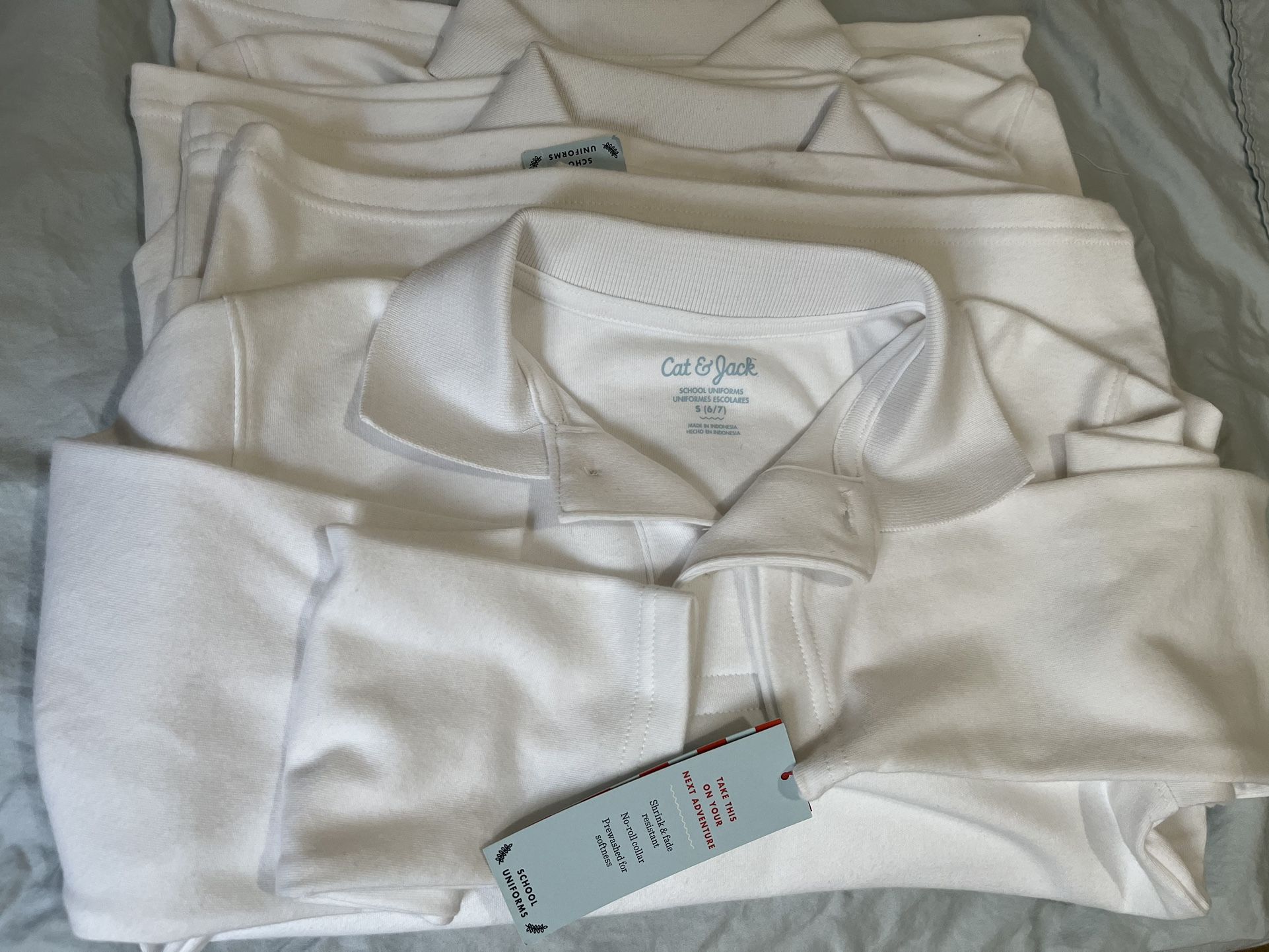 Kids White Uniform Polo Cat & Jack Size S 6/7