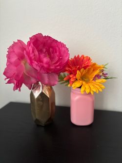 Pink faux flowers