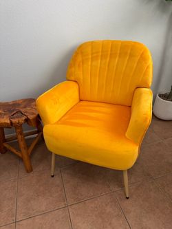 Modern Mustard Yellow Velvet Accent Chair