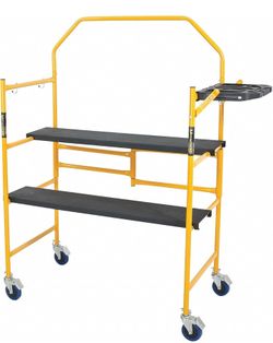MetalTech 4 Ft Scaffolding Platform, Adjustable, Foldable and Rolling Scaffold Platform with 4-Inch Locking Wheels for Construction & DIY Projects