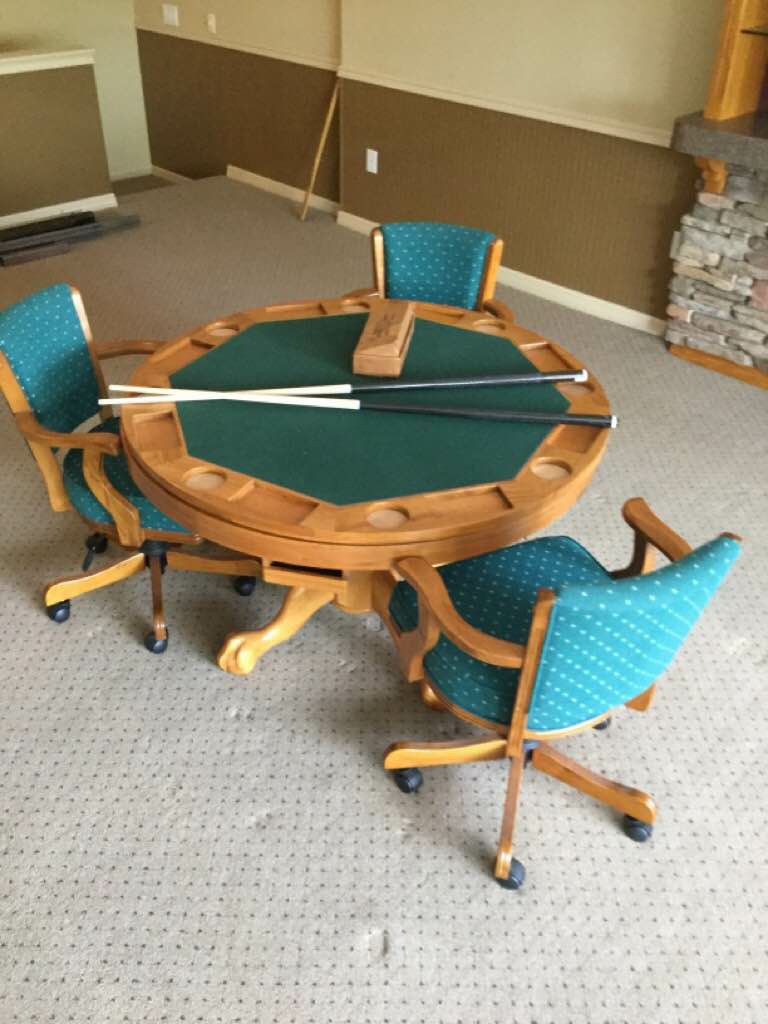 Bumper Pool, Poker and Card Table with chairs