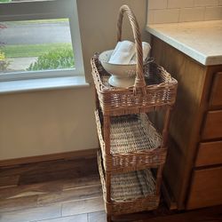 Three Shelf Wicker Stand