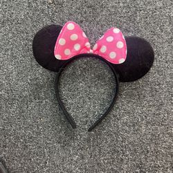 Mickey Mouse Headband Ears With Cute Pink Bow