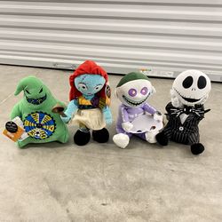 Nightmare Before Christmas Animated Plush Set of 4 Oogie Jack Sally Barrel 2021