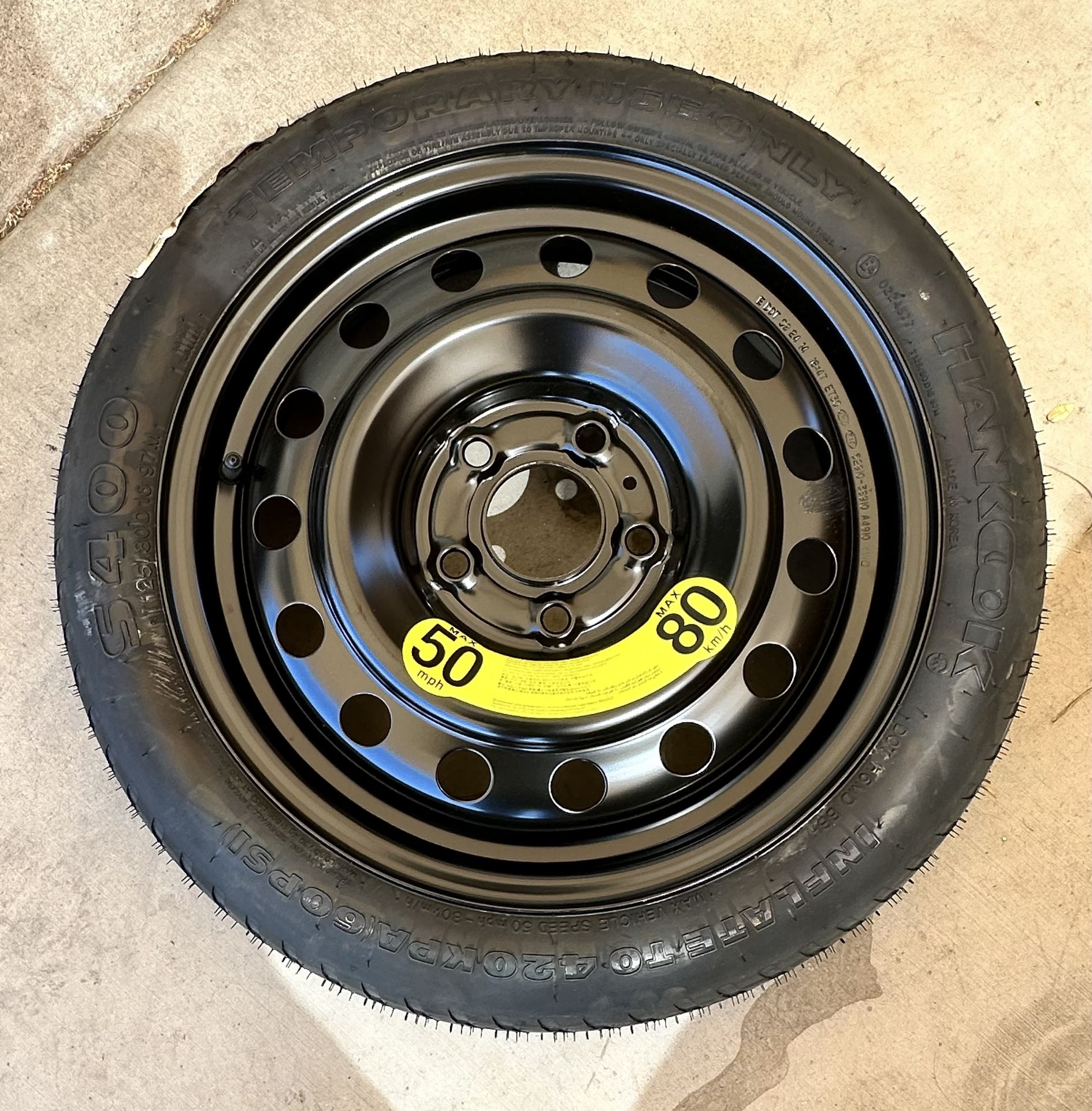 2014-2019 Kia Soul Emergency Spare Tire Hankook S400 T125/80D16