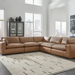6 Piece Leather Modular Cloud Sectional Sofa BRAND NEW IN BOX