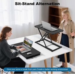 🆕 in 📦Standing Desk Converter Keyboard Riser Height Adjustable,23.6-Inch Stand Up Desk,Computer Keyboard Stand for Desktop,Portable Workstation Tabl