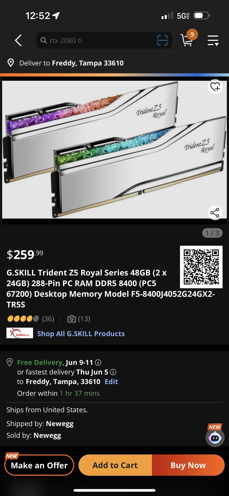 G.SKILL Trident Z Royal Series – 32GB DDR4-4400MHz (16GB x2) – High-Performance RAM