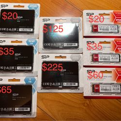 Brand New 2.5” SATA, M.2 SATA, Gen 3 NVMe
