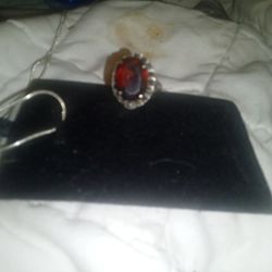 Ruby Red Melanite Silver Ring