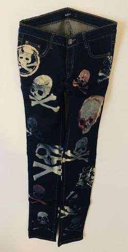 Custom Skull Painted Jeans women’s size Large