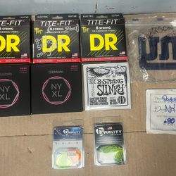 Misc Lot Guitar Strings & Picks Mostly New 