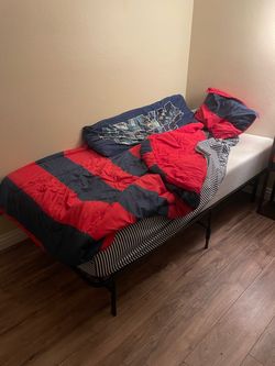 Twin Metal Bed Frame with Mattress