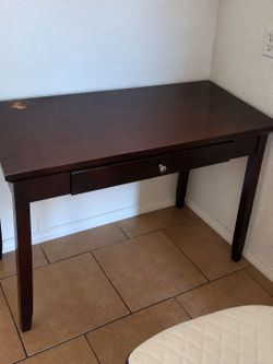 Dark Wood Writing Desk with Drawer 48"X22