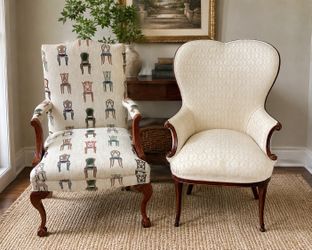 2 Like NEW Vintage CHIPPENDALE Wingback CHAIRS $30each or BOTHfor$50