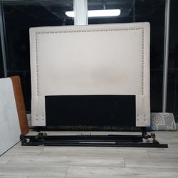 Tweed Full Size Headboard With Metal Bed Frame