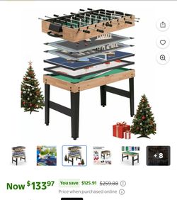 Naipo 48 in 10 in 1 Combo Game Table Set Multi Game Room Table with Air Hockey Foosball Pool