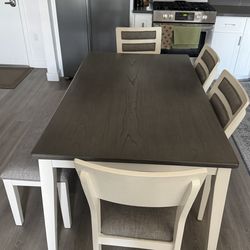 Table ,4 chairs and bench