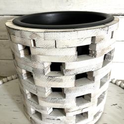 Distressed Wood Flower Pot