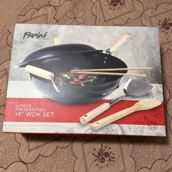 Parini 5 Pc Preseasoned 14” Wok Set