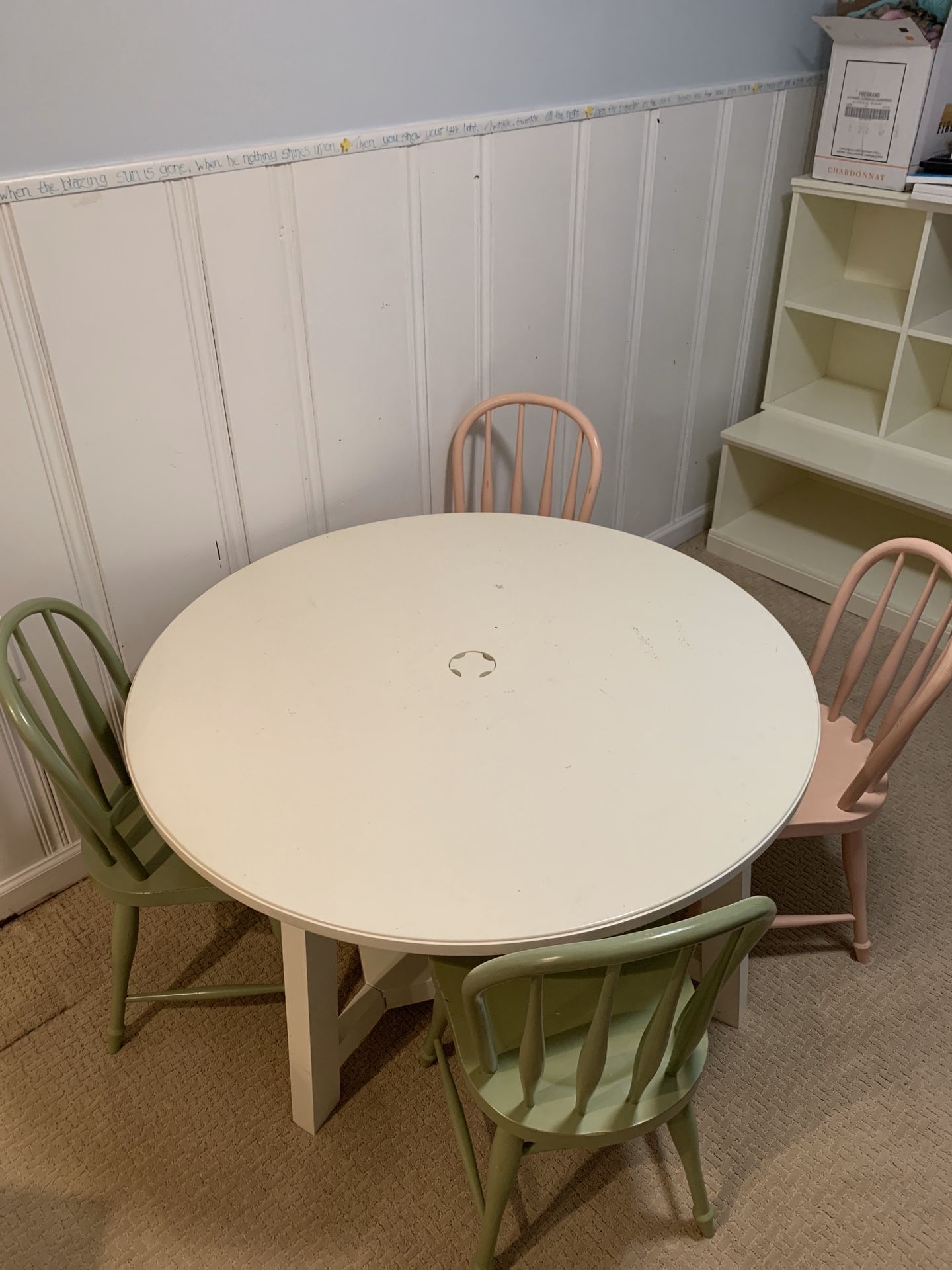 Pottery barn kids table and 4 chairs