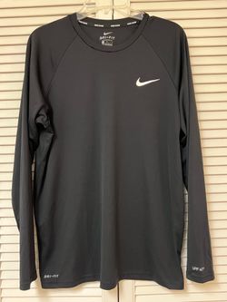 NIKE Mens Black Essential Hydroguard Swim Long Sleeve  UPF 40+ - Large - EUC