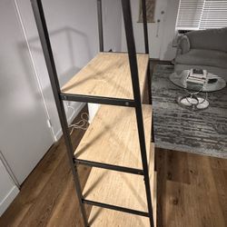 Black Metal Wood 4 Tier bookshelf 