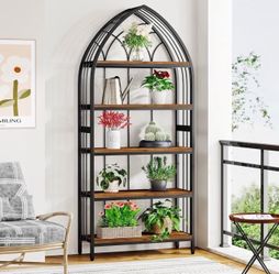 Tribesigns 5-Tier Indoor Plant Stand, 74.8 Inches Tall, Industrial Wood and Metal Shelf for Indoors, Balcony, Garden (Rustic Brown and Black) Brand Ne