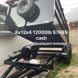 Dump Trailer 8x12x4 12000lb $7485 Cash Only Not Finance