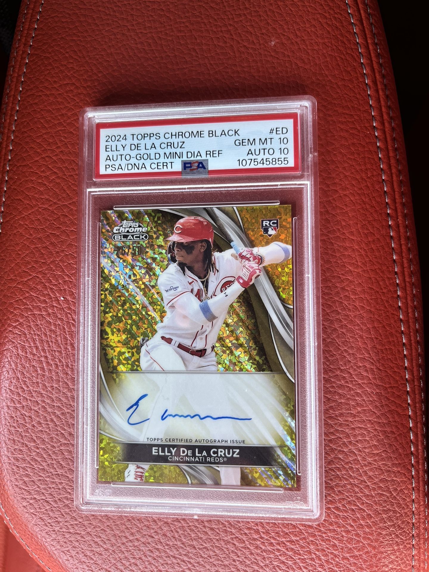 2024 Topps Chrome Black Autograph Gold Mini Diamond #CBA-ED Elly De La Cruz /50
