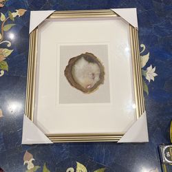 Agate slice shadow box wall decoration framed 