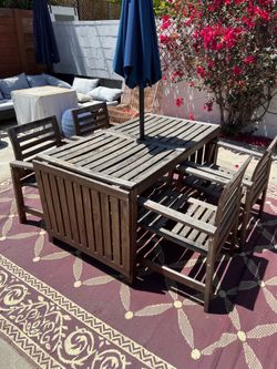 Wood Outdoor Table w/ Chairs
