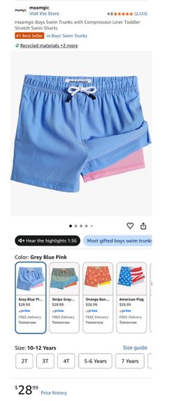 Maamgic Boys Swim Trunks with Compression Liner