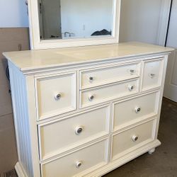 Eggshell White (Ivory) Tall Dresser with Mirror