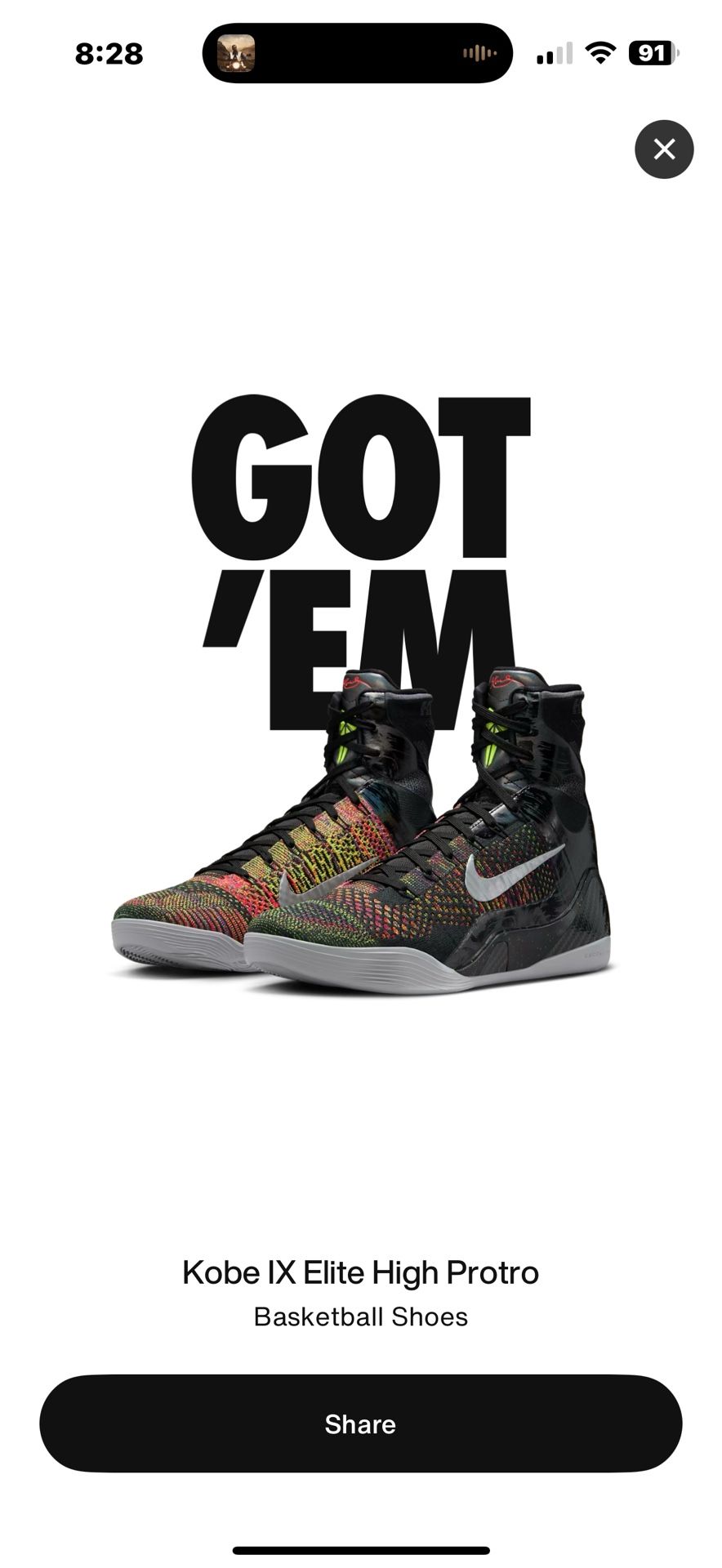 Kobe IX Elite High Protro 10.5