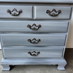 Vintage Thomasville Painted Solid Wood Four Drawer Nightstand End Table